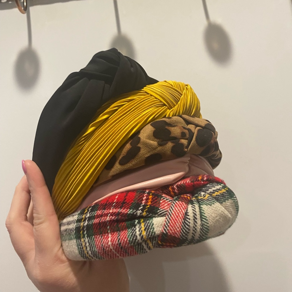 Bundle of 5 Women Knot Headbands - EUC - Leopard, Plaid, Blk, Pink, Yellow - Picture 8 of 8
